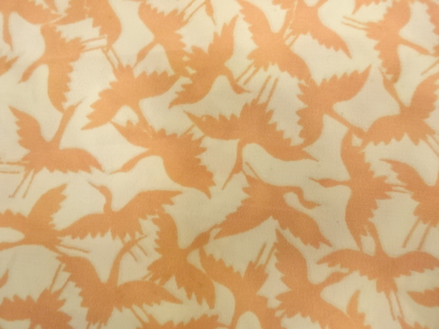  アンティーク　群鶴模様　長襦袢地反物